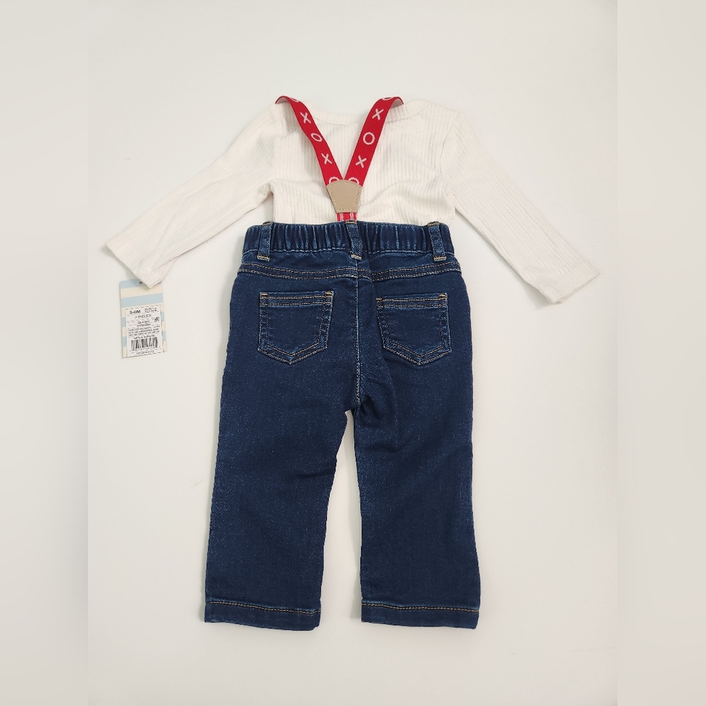 Cat & Jack Valentines set jeans and suspenders Size 3-6 Months NWT - Picture 7 of 8